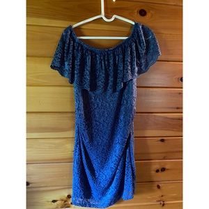 Pink blush lace maternity dress